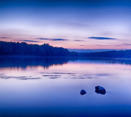 blue Lagoon - nature, water, sunset, peace