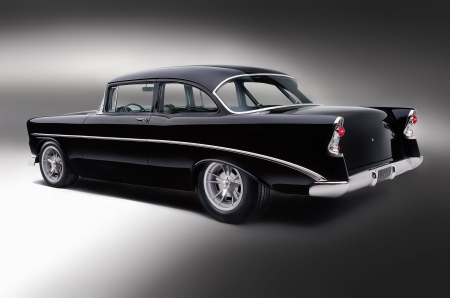 1956-Chevy-Sedan - bowtie, classic, black, gm