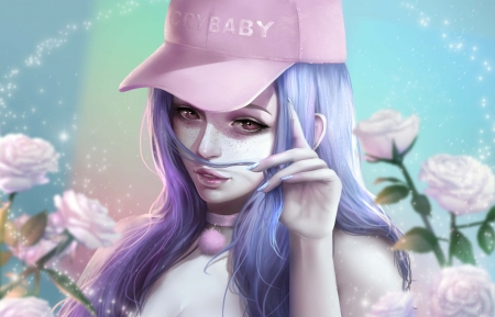 â™¥ - digital, girl, pink, hat