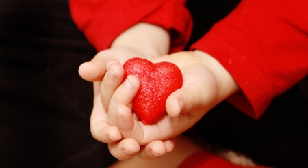 For you! - heart, valentine, child, copil, black, baby, hand, red, card, cute