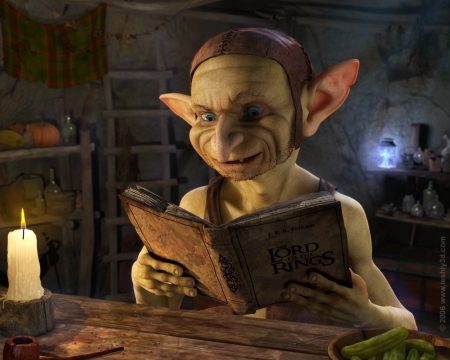 Reading a Book - goblin, fantasy, reading, book