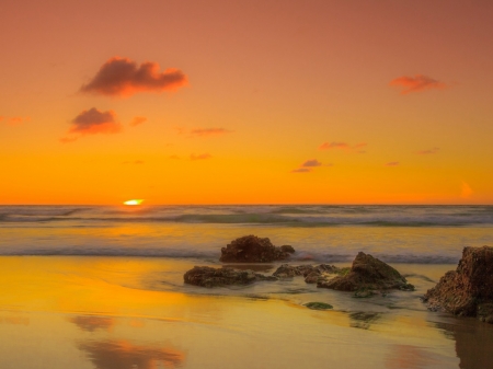 Beautiful Sunrise - sky, clouds, stone, nature, sunrise