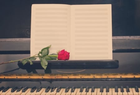 â™¥ - note, piano, rose, flower