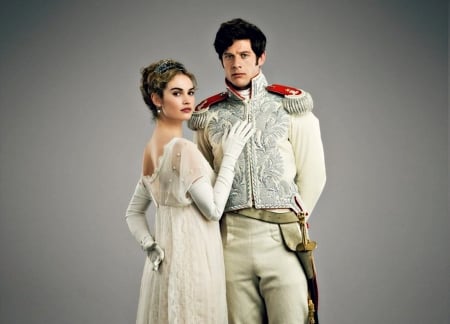 War & Peace (2016) - actor, tv series, love, Lily James, man, actress, white, James Norton, history, woman, war and peace, couple