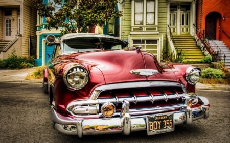 classic chevy - street, house, chevrolet, sedan