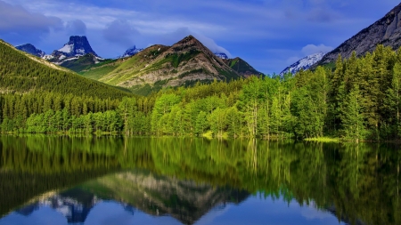 Reflections - clouds, trees, beautiful, tranquil, landscape, forest, reflection, mountain, mirror, serenity, lake, sky