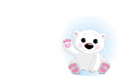 Hi! - white, hi, blue, teddy, polar bear, card, pink, child