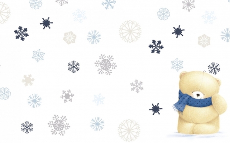 Have a nice winter day! - white, card, winter, cute, teddy bear, scarf, blue, snow