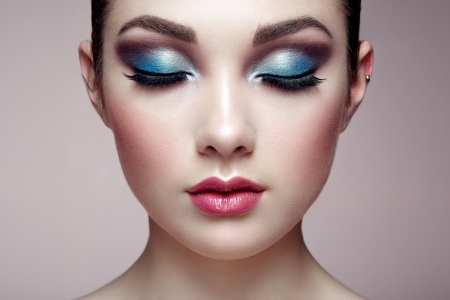 Beauty - blue, girl, beauty, pink, lips, make-up, woman, model, face, oleg gekman