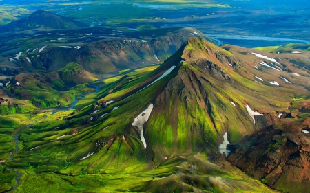 green mountain iceland - iceland, mountain, green, grass