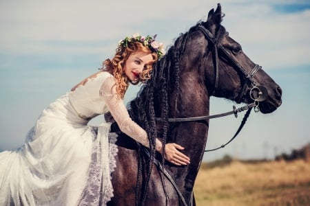 Lovely Girl - animal, woman, horse, model