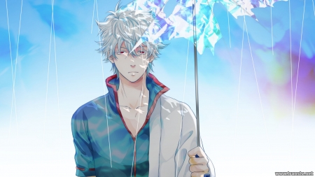 Gintama - gintoki, anime, umbrella, boy, gintama