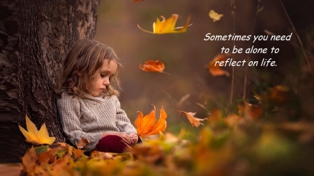 Reflect on Life - leaves, child, girl, forest