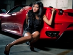 girl and a ferrari f430