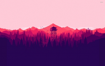 firewatch - tree, forest, mountain, tower