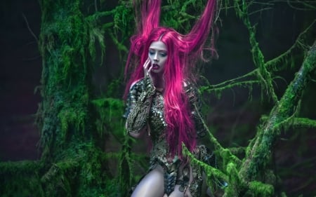 Pink melancholy - ophelia overdose, woman, green, model, girl, agnieszka lorek, pink melancholy