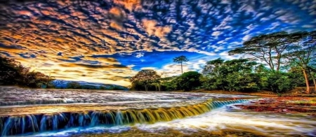 nature lovers - river, colourful, nature, falls