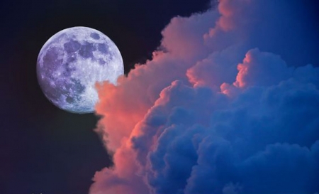 Full Moon - moon, sky, nature, clouds