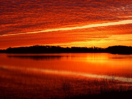 Reflection - lake, reflection, clouds, sunset, sea, nature