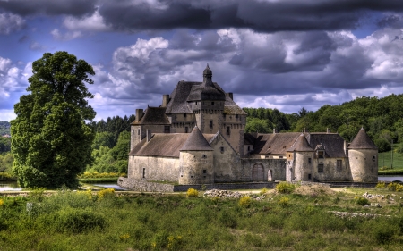 Chateau du Theret, France - medieval, france, castle, clouds