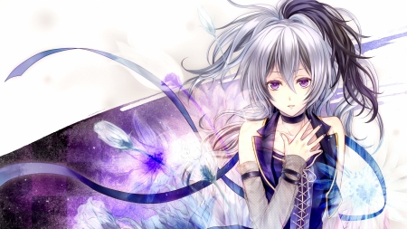 Hitoha - purple, pink, vocaloid, anime, girl, blue, manga, white, hitoha