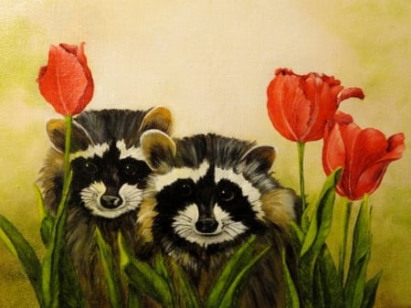 animals and tulips