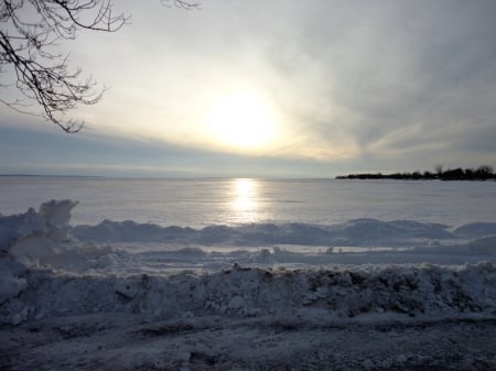 frozen lake ontario - winter, ice, lake ontario, snow