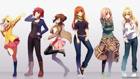 The Human Reignition Project - Girls, Kanahito Hitomi, The Human Reignition Project, Anime, Kusakabe Shion, Kajihara Yukino, Nasunaga Setsuna, Kanzaki Senri, Akiyama Aya