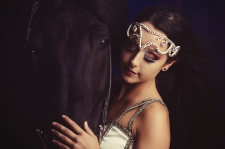 Lovely Girl - woman, face, horse, model