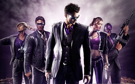 Saints Row - purple, fantasy, black, people, game, girl, man, saints row