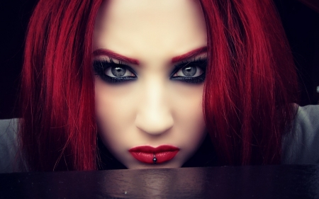 redhead girl - redhead, girl, dark, model