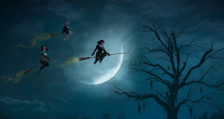 Witches - witches, moon, fantasy, arts