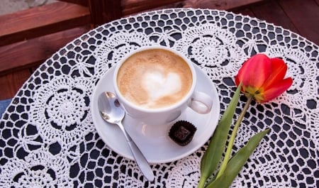 Good Morning! - tulips, flower, still life, coffee