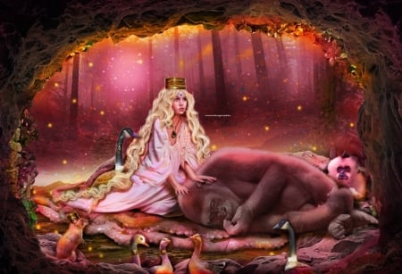 Gorilleceremony - art, lady, fantasy, gorilla