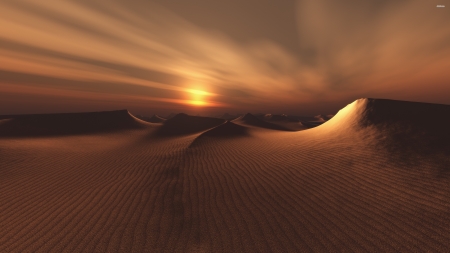 desert sunset - sunset, sand, desert, dune