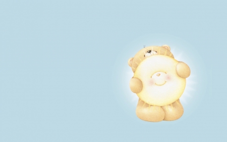 Good day! - blue, teddy bear, card, day, sun