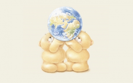 Happy Earth's Day! - blue, cute, teddy bear, earth, card, couple, day, terra