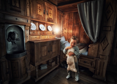 Good Night, Teddy! - girl, john wilhelm, situation, room, good night teddy, copil, interior, child