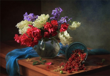 â™¥ - flowers, still life, soft, vase