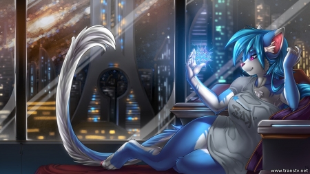 Vikna - Girl, magic, Night, futuristic, Anime, Furry