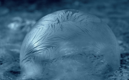 Frozen bubble - winter, frozen, bubble, texture, ice, blue