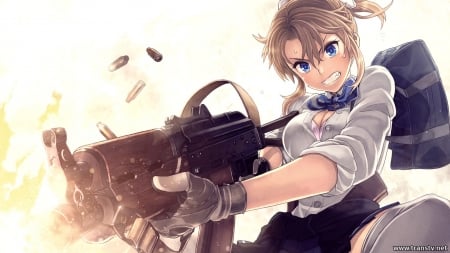 Take this! - Girl, Ammo, Anime, Gun