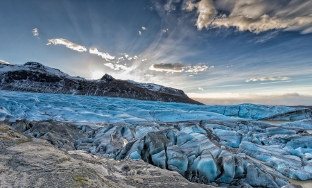 Glacier - ice, sky, snow, clouds, mountains