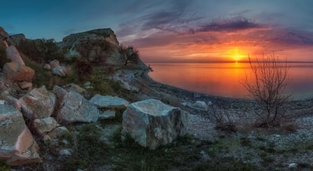 Sunset - sunset, ocean, beach, beaautiful