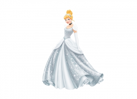 Cinderella - dress, girl, blonde, fantasy, grey, white, cinderella, princess, disney