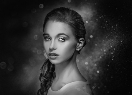 Beauty - white, beauty, woman, joachim bergauer, girl, bw, black, model