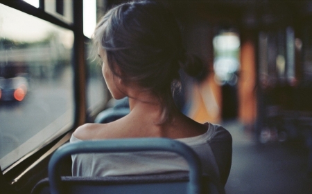 traveling alone - train, brunette, girl, seat