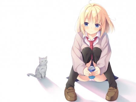 A new friend - Friend, Girl, Cat, Lonely