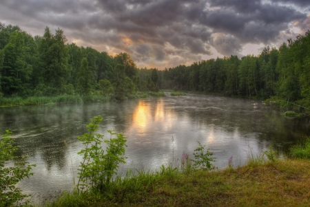 Splinded - lake, nature, black, clouds