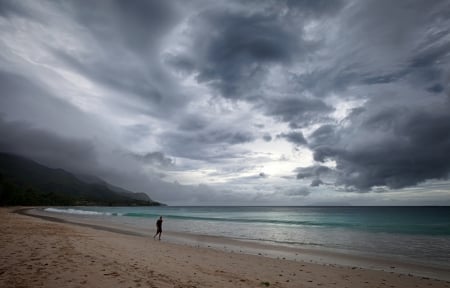 Nostalgia - beautiful, sea, man, clouds